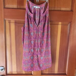 Rose & Olive Pink and Purple Buttoned Tank Top